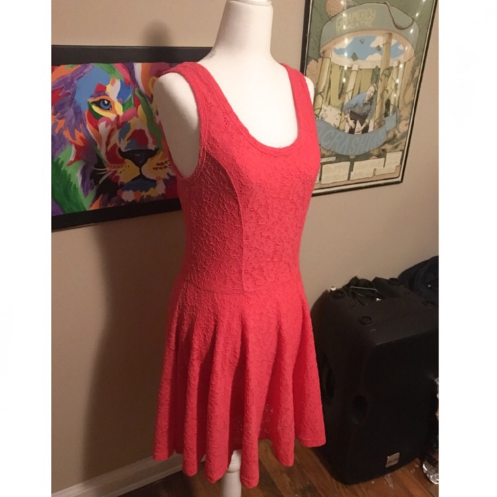 Express Neon Pink Lace Dress (M)
